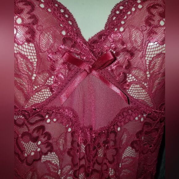Lingerie Sleepwear burgundy lace and mesh nwt size 18W - Picture 9 of 14